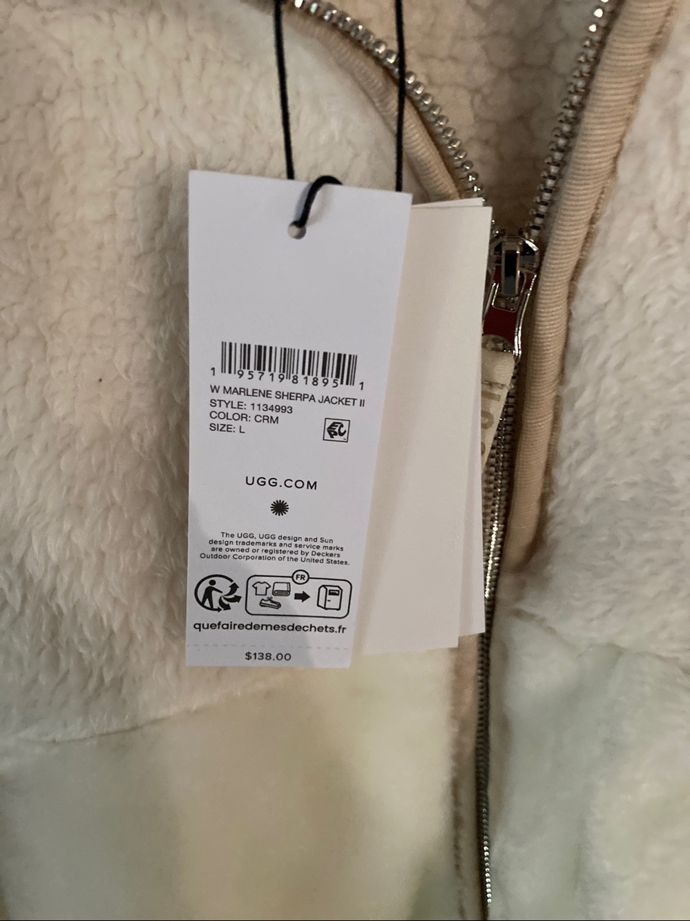 UGG Cream Sherpa Zip Jacket - Picture 8 of 10